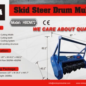 Handy 72" Drum Forestry Mulcher for Skid Steer HIGH FLOW
